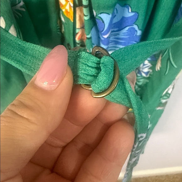 Anthropologie Maeve Rory Women Green Floral Midi Dress Size 12P - Picture 7 of 11